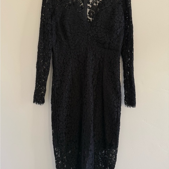 Bardot Black Sheath Dress Long Sleeve Sweetheart Neckline size 10